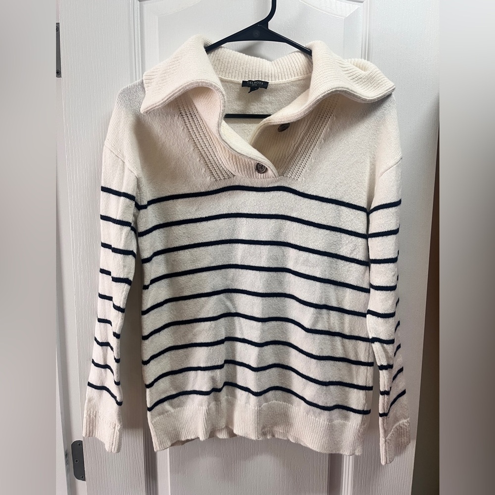 Talbots petite striped collard sweater